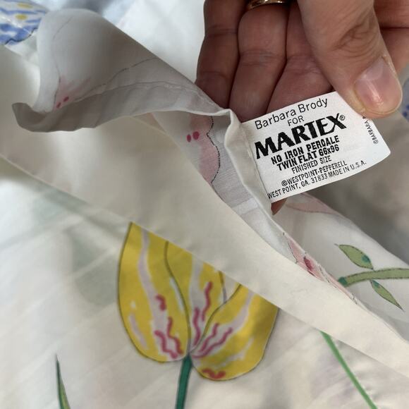 Vintage Barbara Brody For Martex Sheet Set Twin Size Bright Floral Flower Power - Picture 12 of 13